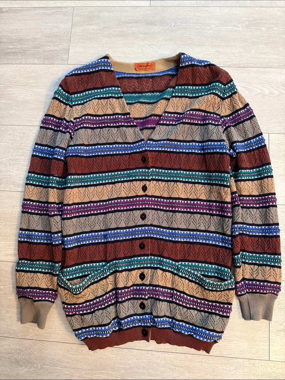 Missoni Multicolor Striped V-Neck Cardigan Sweater